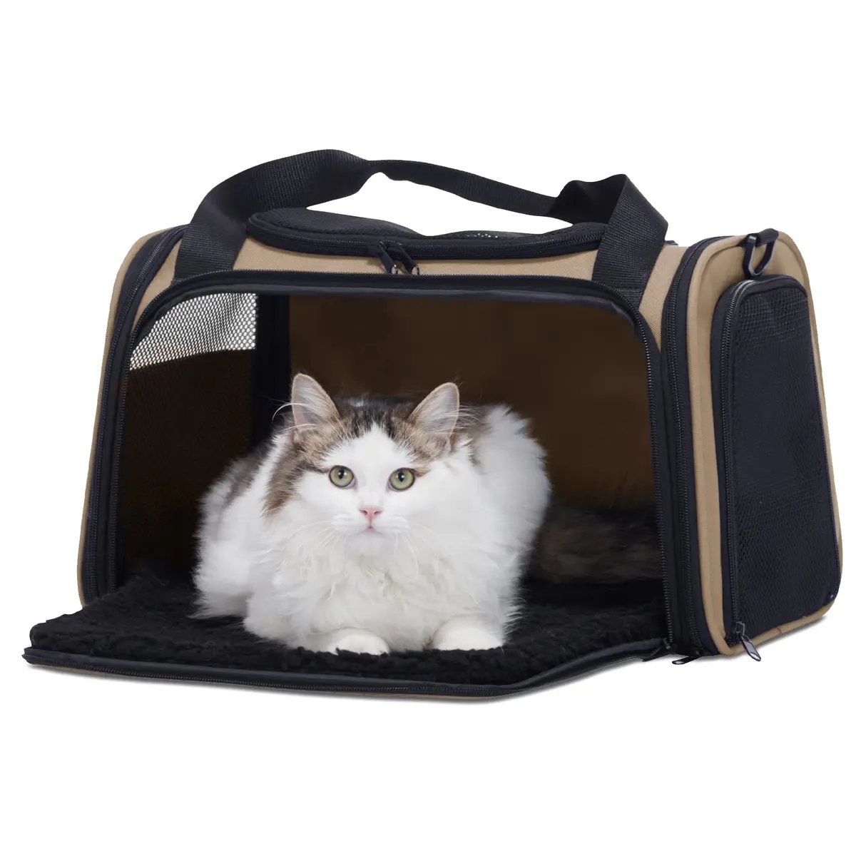 Petsfit Pet Carrier for Cat, Small Dogs, Khaki | Airline & TSA Approved Travel Carrier for Pets Under 12 Lbs - view 9