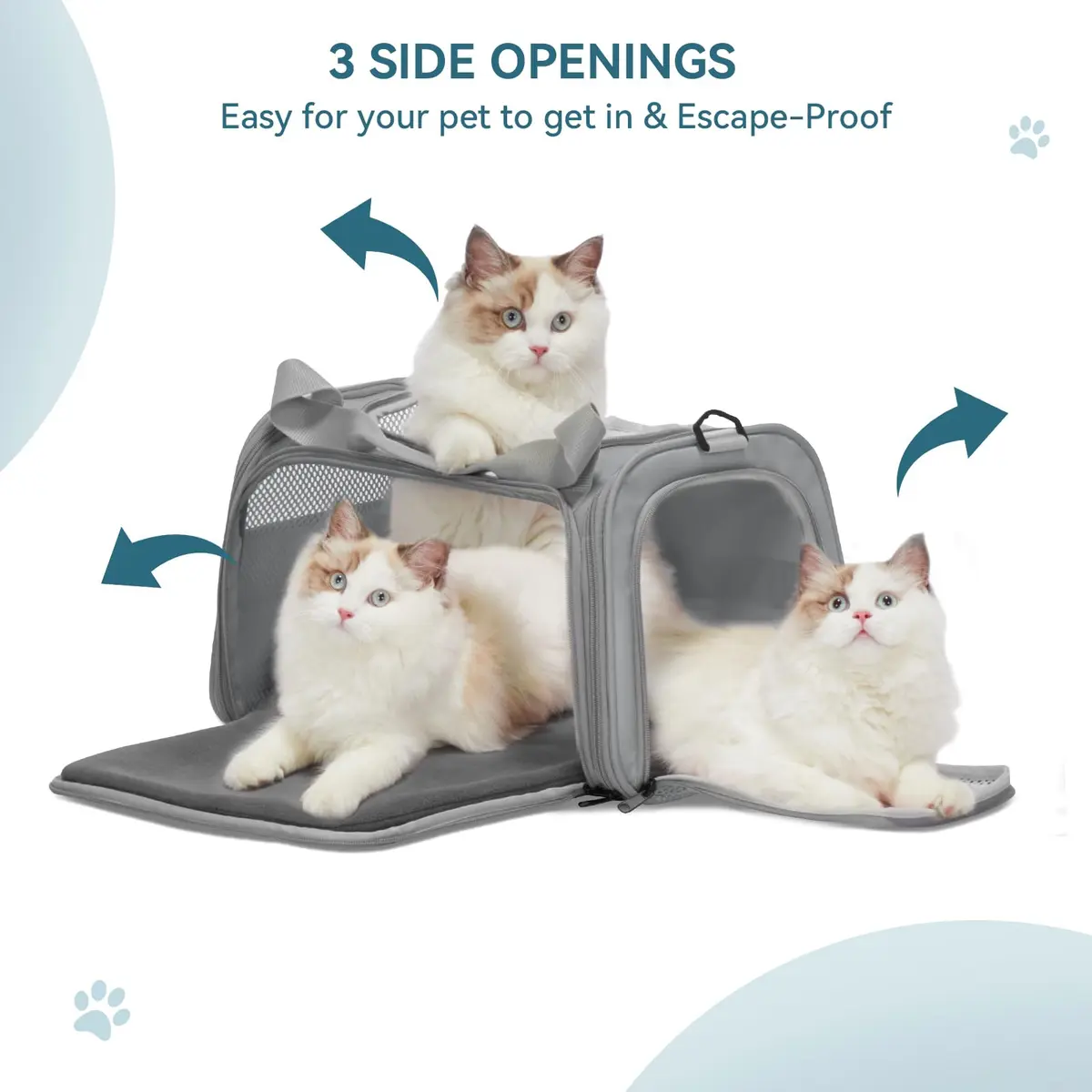 Petsfit Cat Carrier Grey 17.5"L x 10.5"W x 10.5"H | Airline Approved with Extendable Mat - view 6