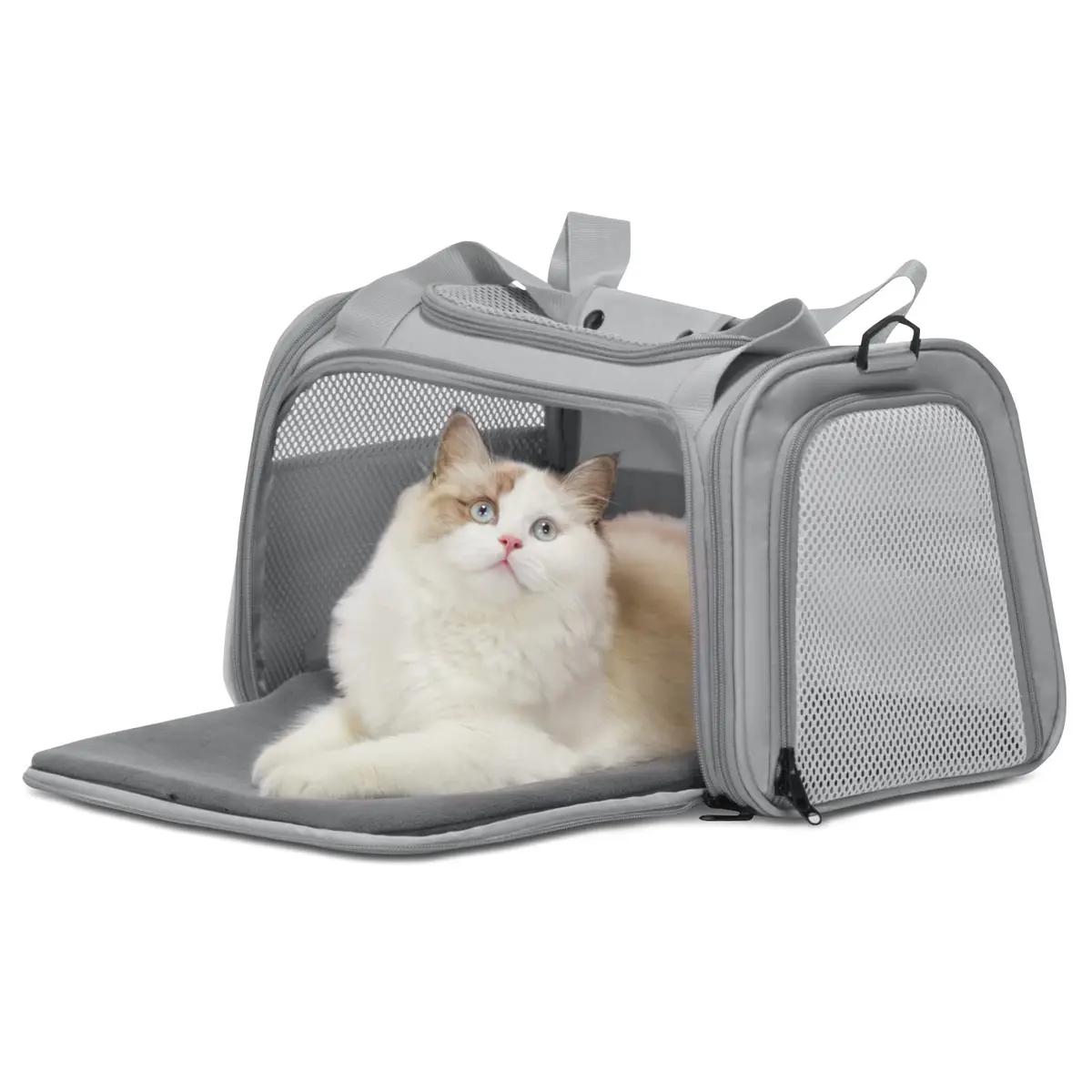 Petsfit Cat Carrier Grey 17.5"L x 10.5"W x 10.5"H | Airline Approved with Extendable Mat - view 9