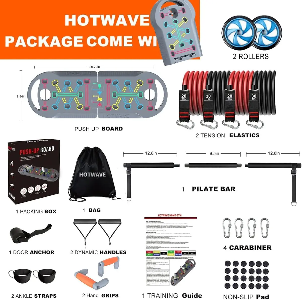 HOTWAVE Push Up Board, Foldable Portable 20 in 1 Home Workout Equipment - view 7