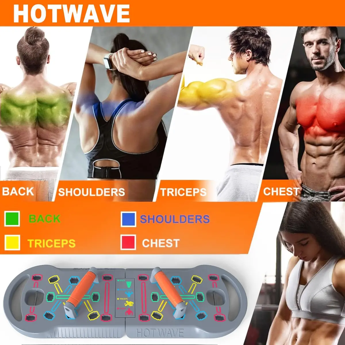 HOTWAVE Push Up Board, Foldable Portable 20 in 1 Home Workout Equipment - view 3