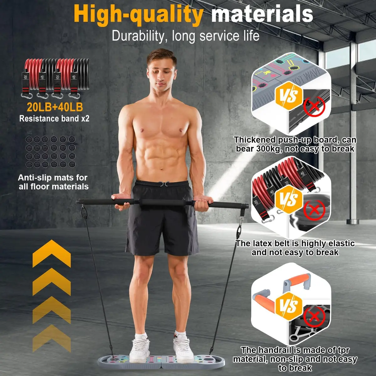 HOTWAVE Push Up Board, Foldable Portable 20 in 1 Home Workout Equipment - view 4