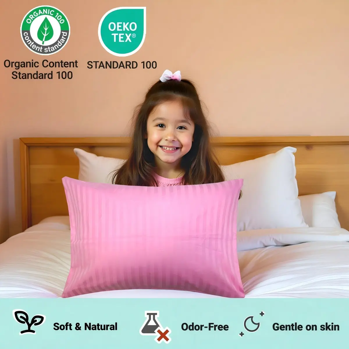 ZPECC Toddler Pillow with Pillowcase - 13x18 Organic Cotton Hypoallergenic Kids Pillow for Travel & Nursery - view 3