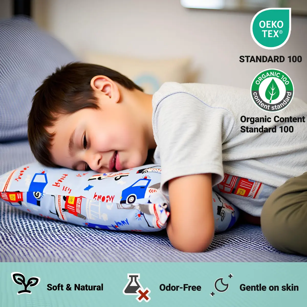 ZPECC Toddler Pillow with Pillowcase 13x18 Organic Cotton Hypoallergenic Kids Pillow for Travel & Nursery - view 3