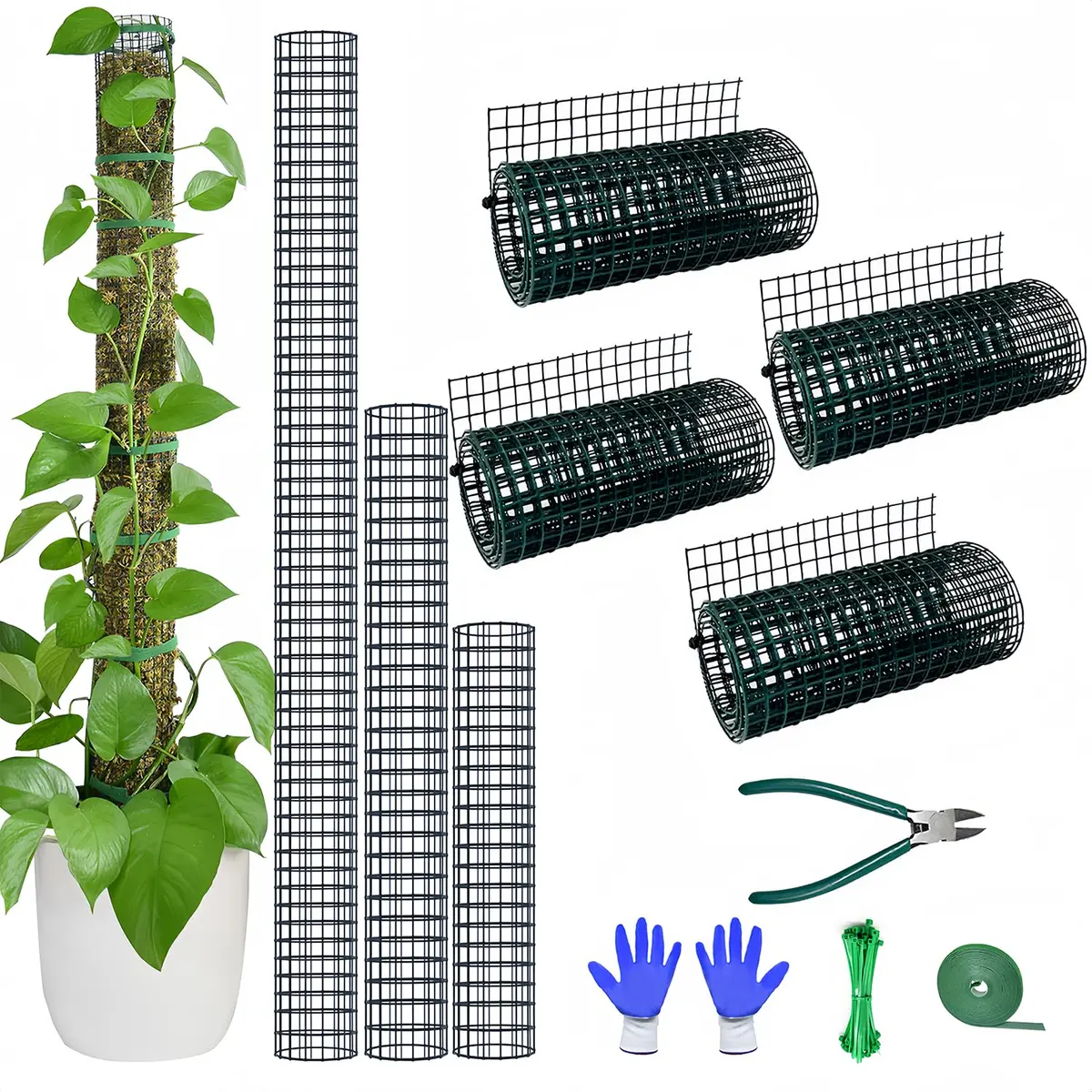 chicarry DIY Moss Pole Kit 4.04m (13.2ft) Metal Mesh with Pliers & Ties | Supports Monstera, Pothos, Climbing Plants - main product image