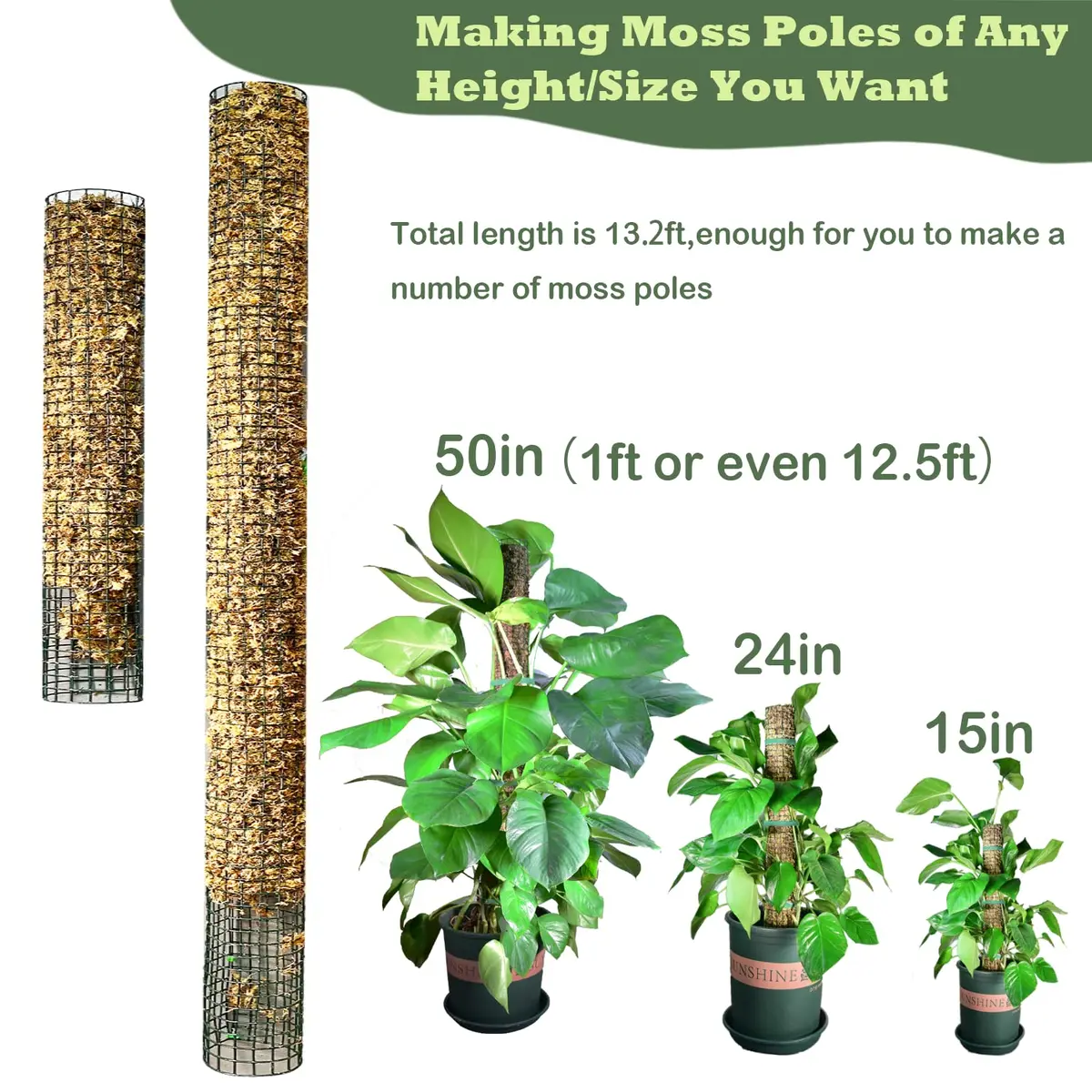 chicarry DIY Moss Pole Kit 4.04m (13.2ft) Metal Mesh with Pliers & Ties | Supports Monstera, Pothos, Climbing Plants - view 3