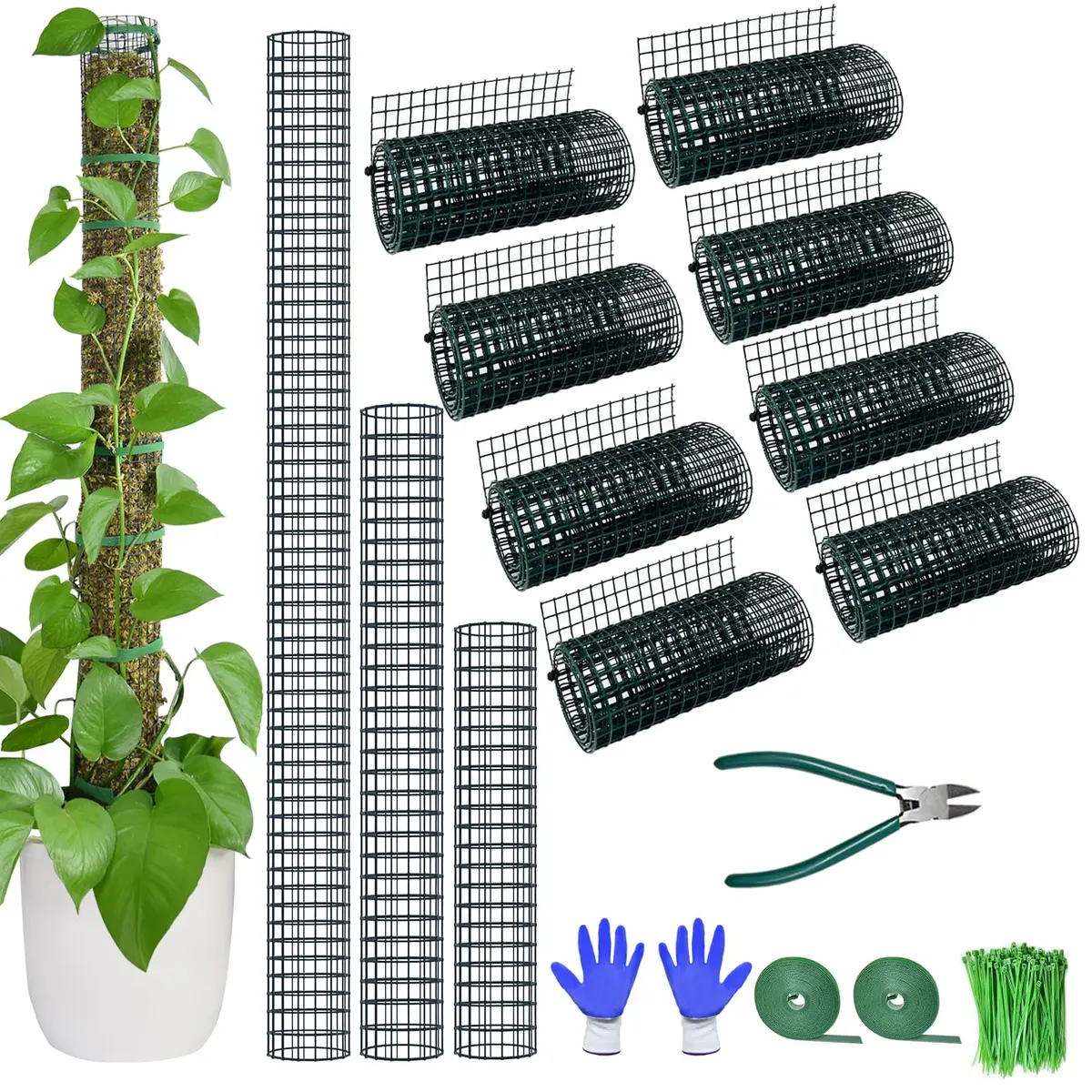 chicarry DIY Moss Pole Kit for Climbing Plants, 26.3ft (7.99m) Steel Wire Mesh with Plier & Zip Ties - main product image
