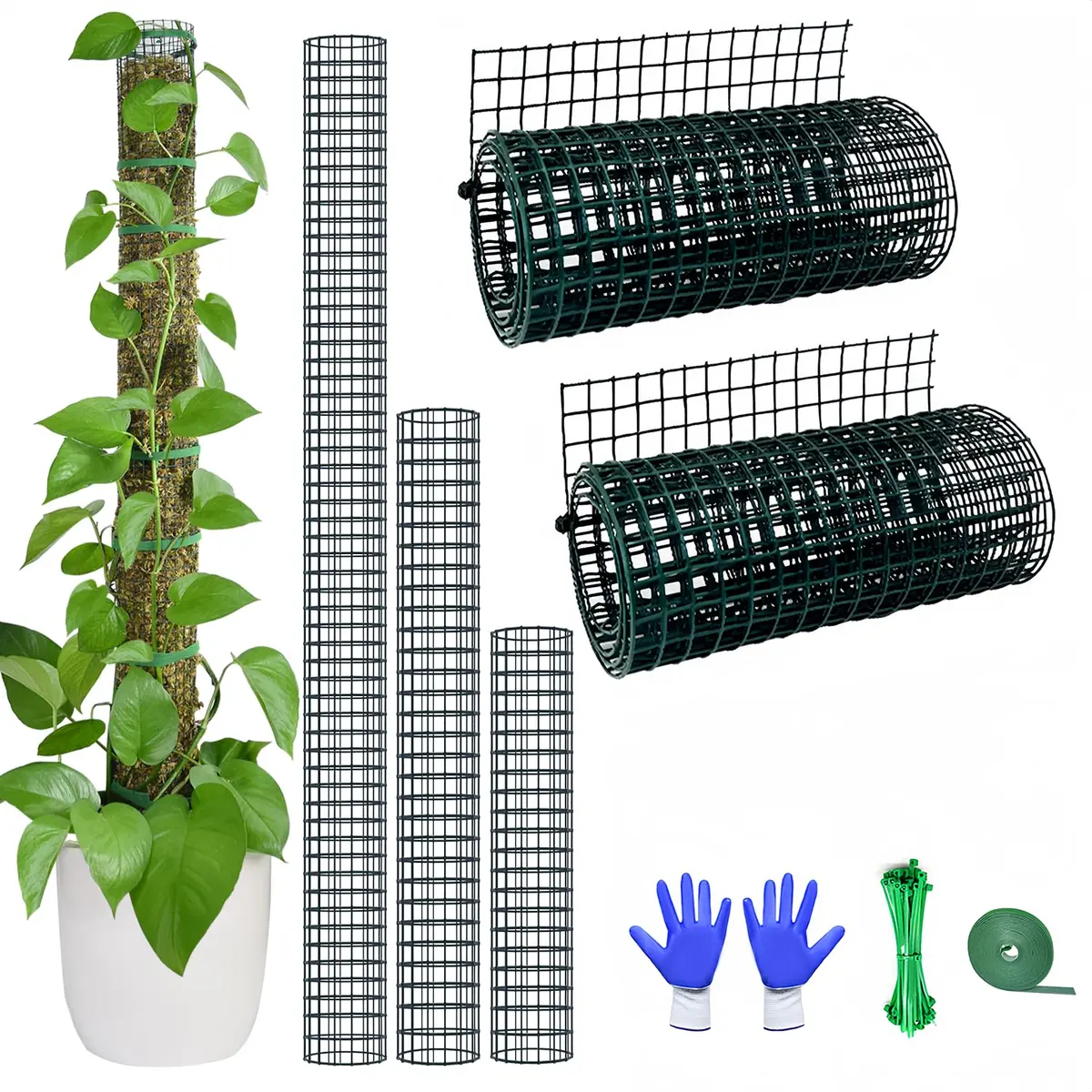 chicarry DIY Moss Pole Kit for Climbing Plants, 203 cm (6.6ft) Steel Wire Mesh with Zip Ties | Make Your Own Plant Support - main product image