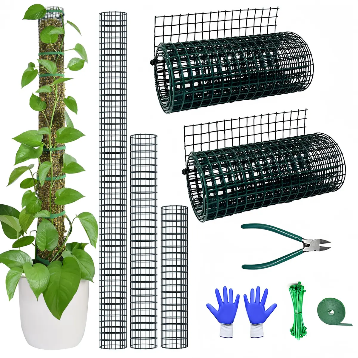 chicarry DIY Moss Pole Kit for Climbing Plants, 2.0m (6.6ft) Steel Mesh with Plier & Ties | Supports Monstera, Pothos, Philodendron Growth - main product image
