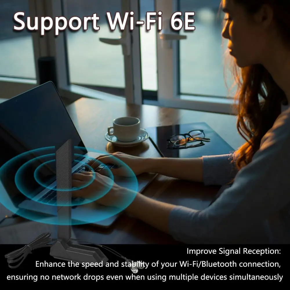 Zahara WiFi 6E Tri-Band Antenna for ASUS & Motherboards | 360° Omni-Directional Coverage (70-120 chars) - view 9