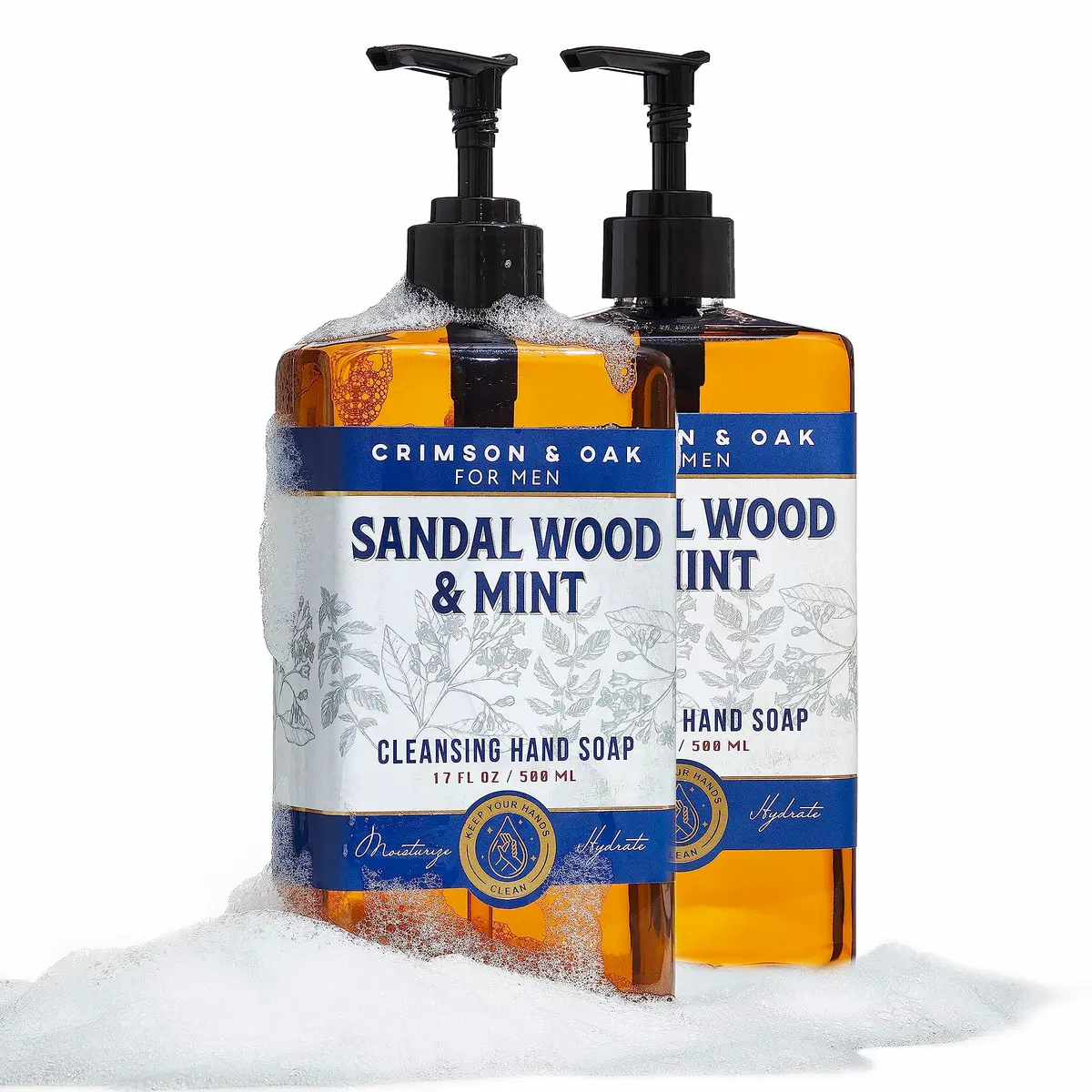 Body Prescriptions Crimson & Oak Deep Cleansing Hand Soap with Pump Dispenser 17 Fl Oz Pack of 2 | Sandalwood & Mint - main product image