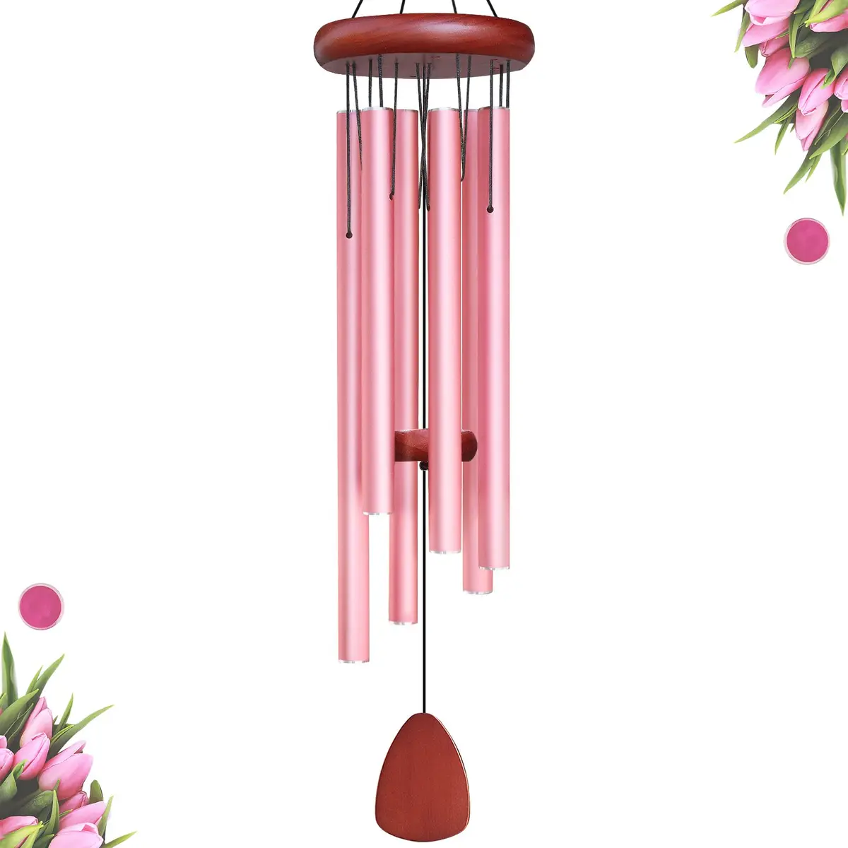 WENANA Large Aluminium Wind Chimes 36" Pink | Soothing Melody for Garden & Home - main product image