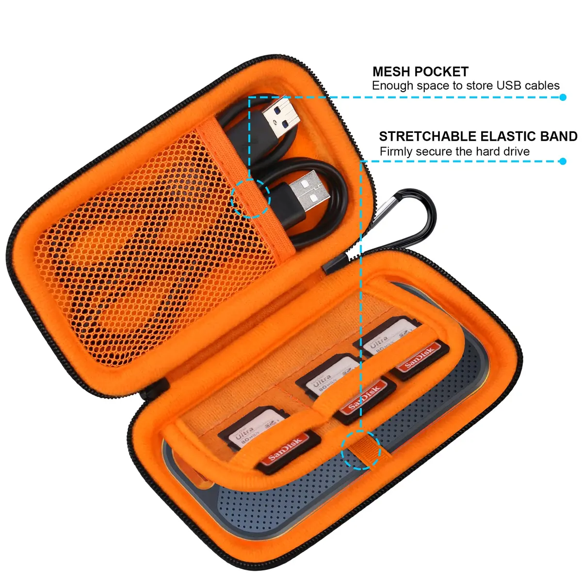 Lacdo Hard Carrying Case for SanDisk Portable SSD 500GB 1TB 2TB 4TB 8TB | Shockproof EVA Storage Bag - view 4