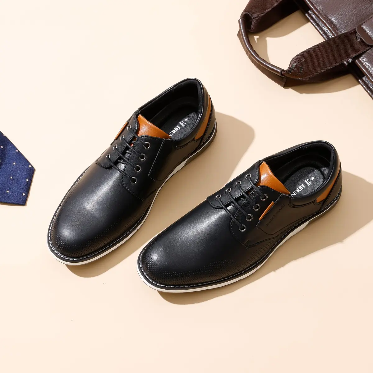 Bruno Marc Men's Dress Oxfords Casual Derby Sneakers, Black, 13 | Breathable Faux Leather & Cushioned Insole - view 2