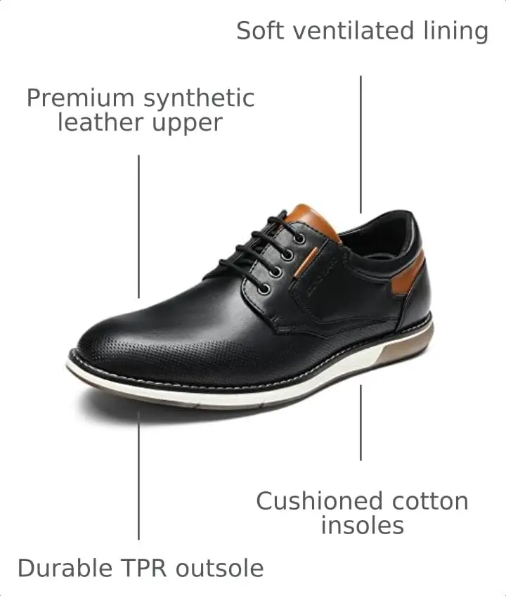 Bruno Marc Men's Dress Oxfords Casual Derby Sneakers, Black, 13 | Breathable Faux Leather & Cushioned Insole - view 4