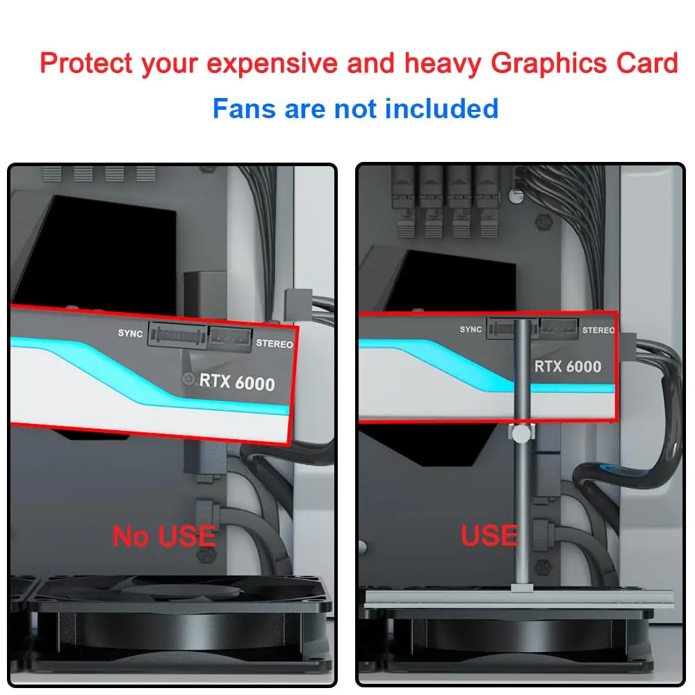 JOYJOM GPU Support Bracket Aluminum 136mm | Adjustable Anti Sag Video Card Stand - view 5