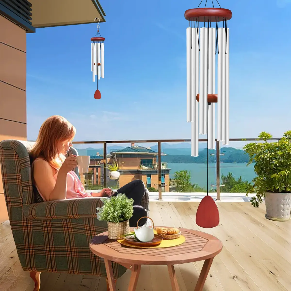 WENANA Large Aluminium Wind Chimes 91.44cm (36") | Soothing Melodic Outdoor Garden Decor - view 5
