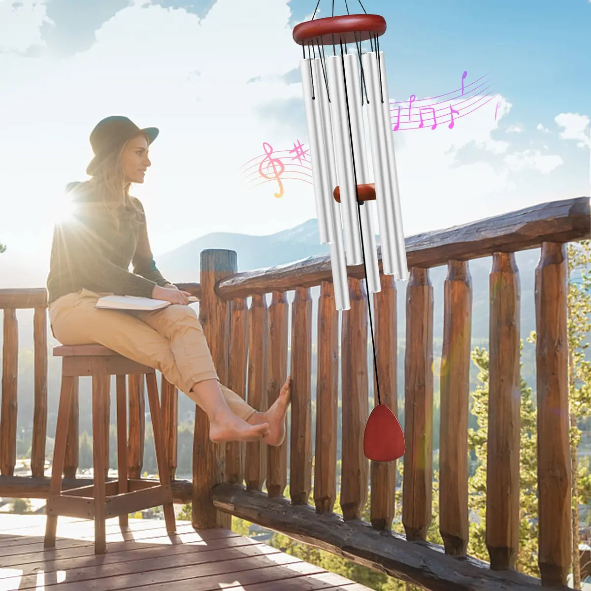 WENANA Large Aluminium Wind Chimes 91.44cm (36") | Soothing Melodic Outdoor Garden Decor - view 6