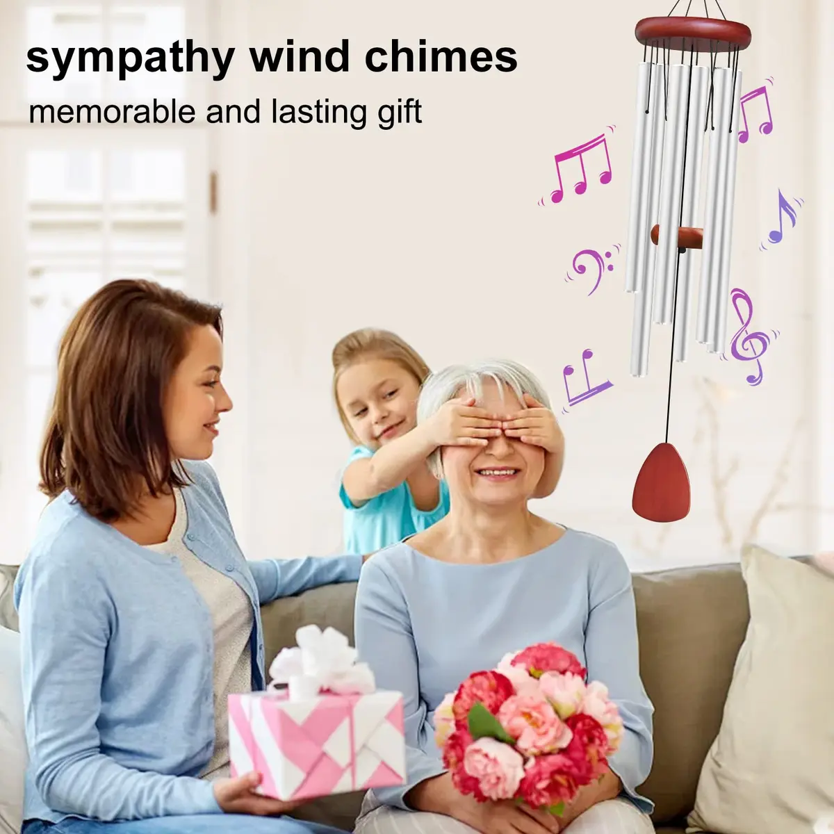 WENANA Large Aluminium Wind Chimes 91.44cm (36") | Soothing Melodic Outdoor Garden Decor - view 3
