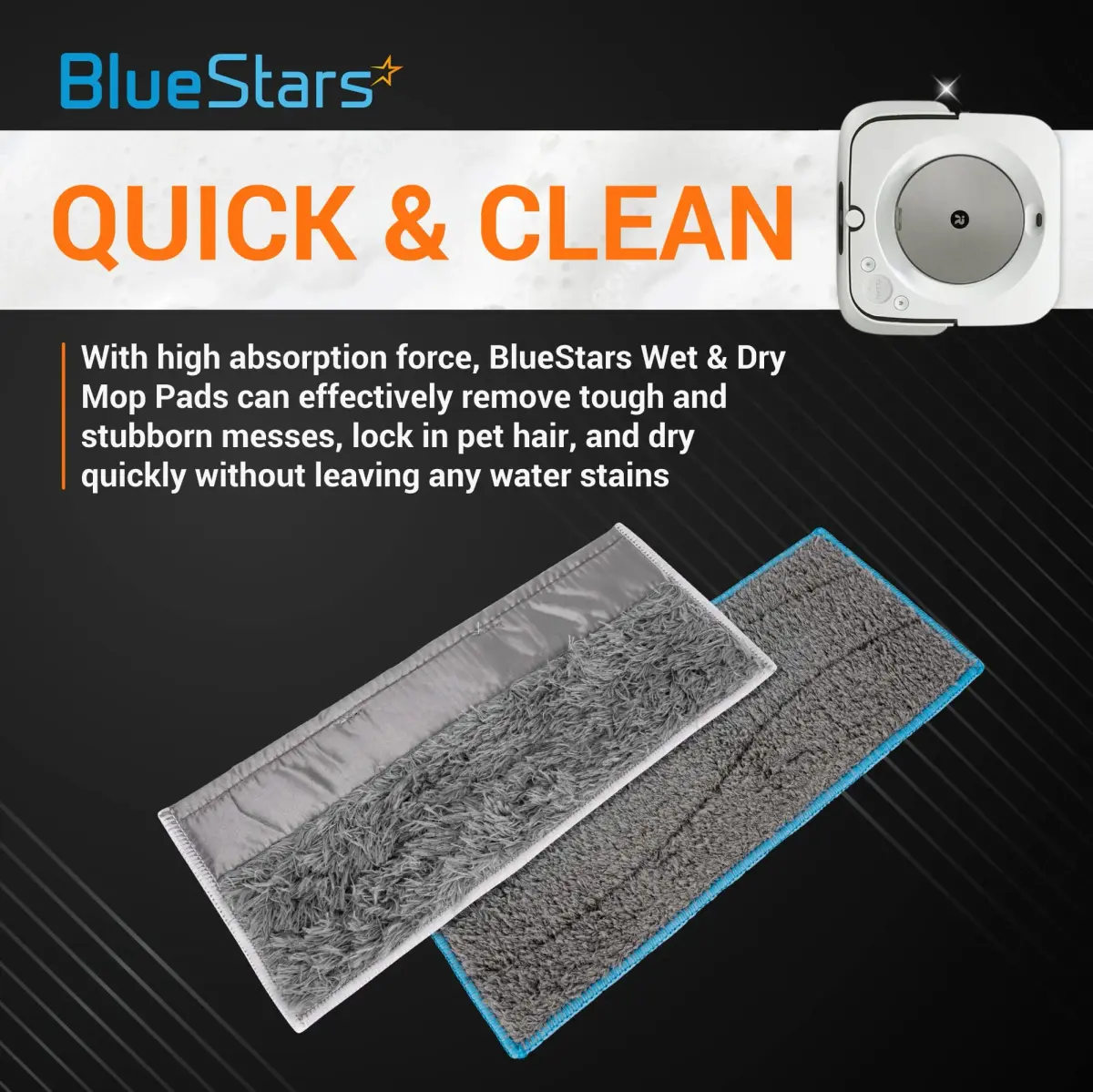BlueStars 8 Pack m6 Microfiber Wet & Dry Mopping Pads | Compatible with iRobot Braava Jet M6 - view 2