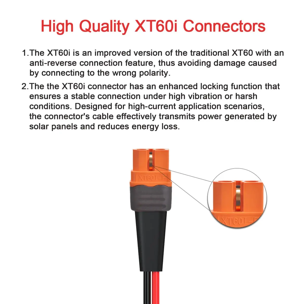 ELFCULB 12AWG Solar to XT60i Cable 0.61m (2FT) | Connects Solar Panels to Portable Power Stations - view 2