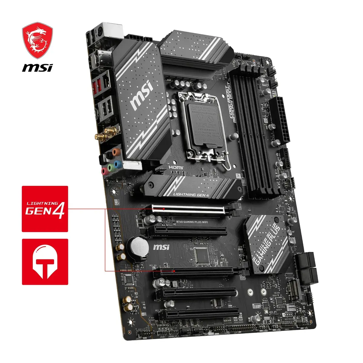 MSI B760 Gaming Plus WiFi Motherboard Intel B760 LGA 1700 ATX | DDR5 6800+MHz/OC, PCIe 4.0 x16, Wi-Fi 6E - view 5