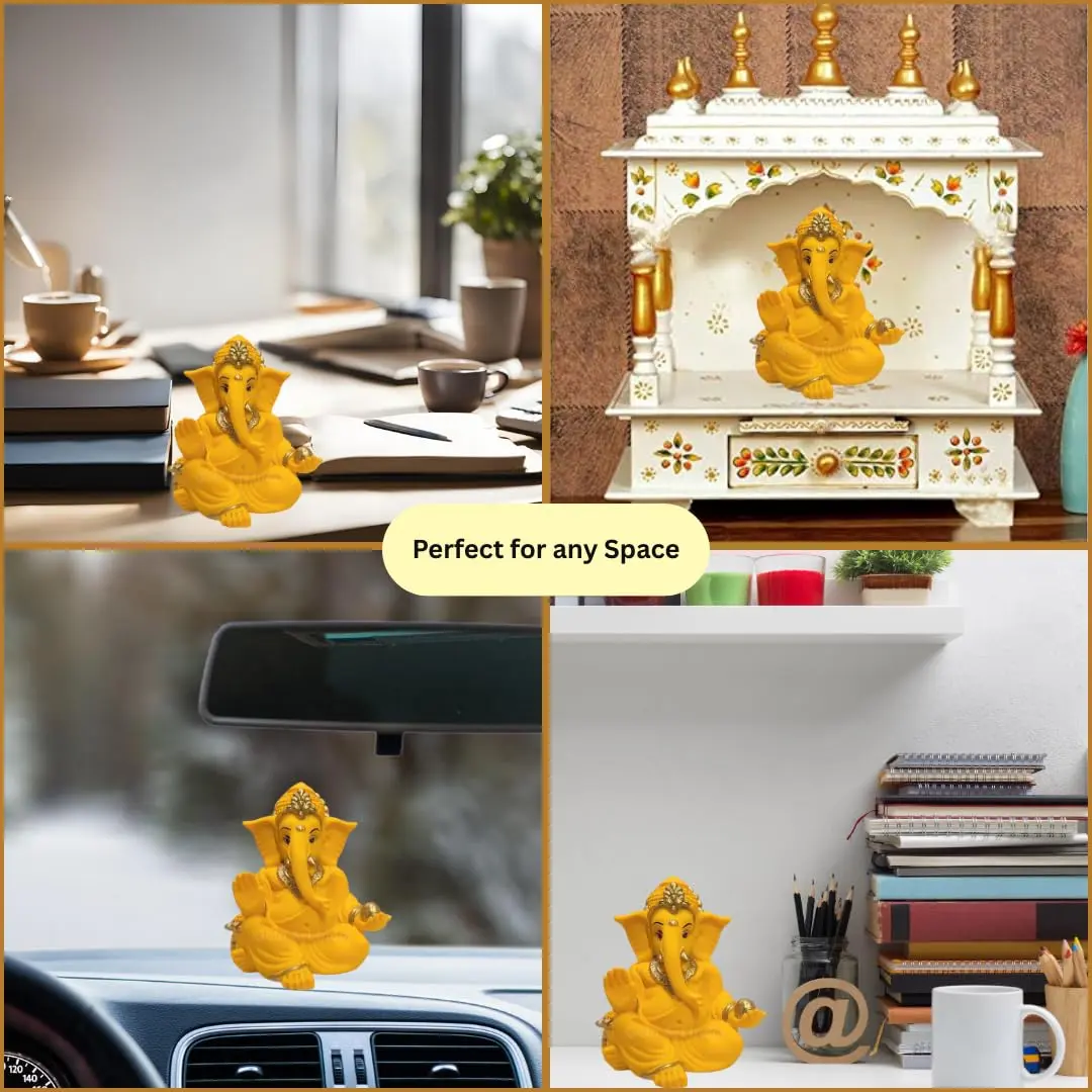 Gold Art India Terracotta Mango Gaddi Ganesha Figurine 8 cm (3.5 in) | Authentic Indian Home Decor Accent - view 6