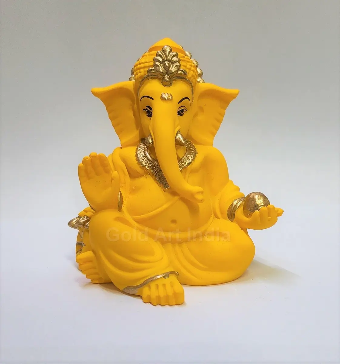 Gold Art India Terracotta Mango Gaddi Ganesha Figurine 8 cm (3.5 in) | Authentic Indian Home Decor Accent - main product image