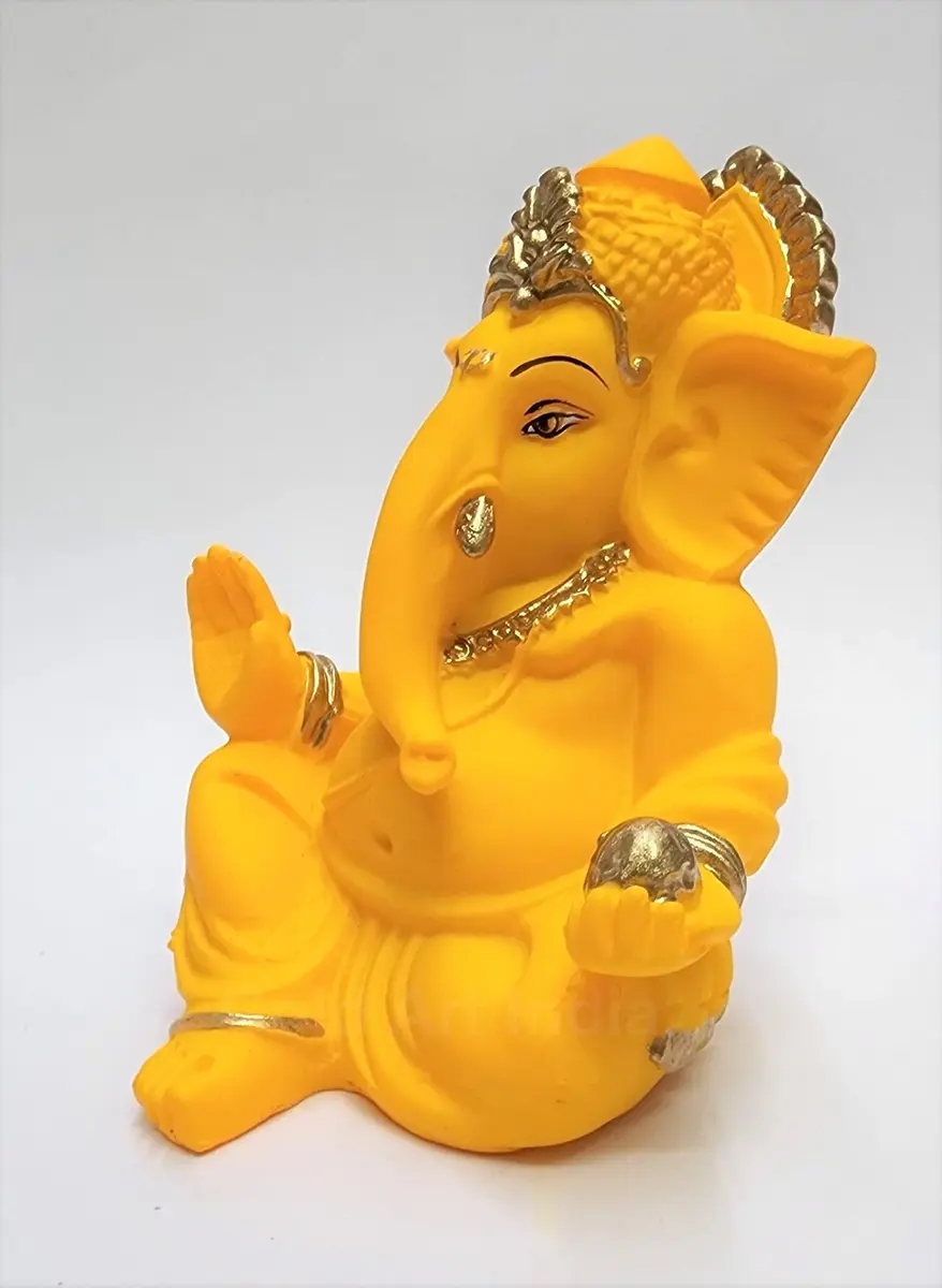 Gold Art India Terracotta Mango Gaddi Ganesha Figurine 8 cm (3.5 in) | Authentic Indian Home Decor Accent - view 2