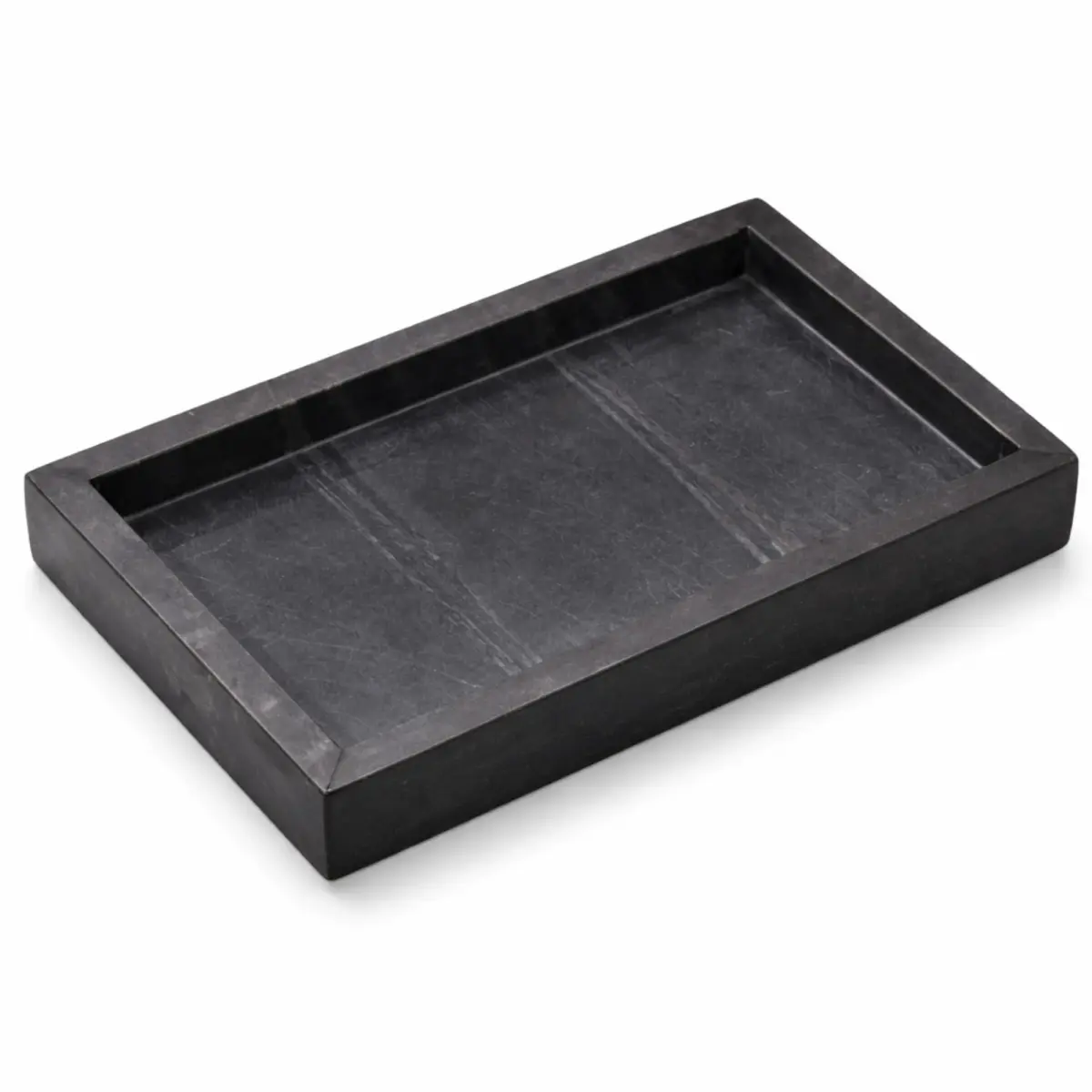 KC KULLICRAFT Natural Marble Tray Black 25cm (10") x 15cm (6") | Elegant Vanity Organizer for Indian Homes - main product image