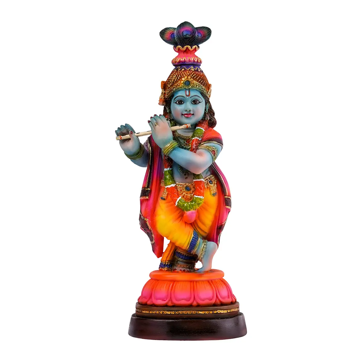 Newven Baby Krishna Idol Small Flute Statue for Home Decor, Mandir & Pooja | Colourful Devotional Murti in Traditional Attire - main product image