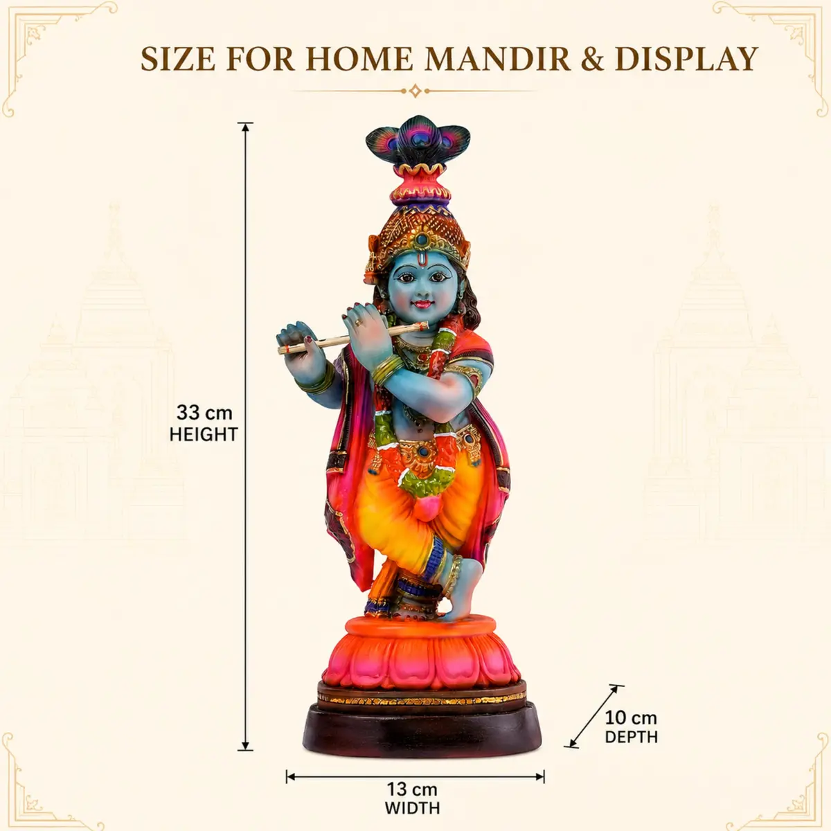 Newven Baby Krishna Idol Small Flute Statue for Home Decor, Mandir & Pooja | Colourful Devotional Murti in Traditional Attire - view 5