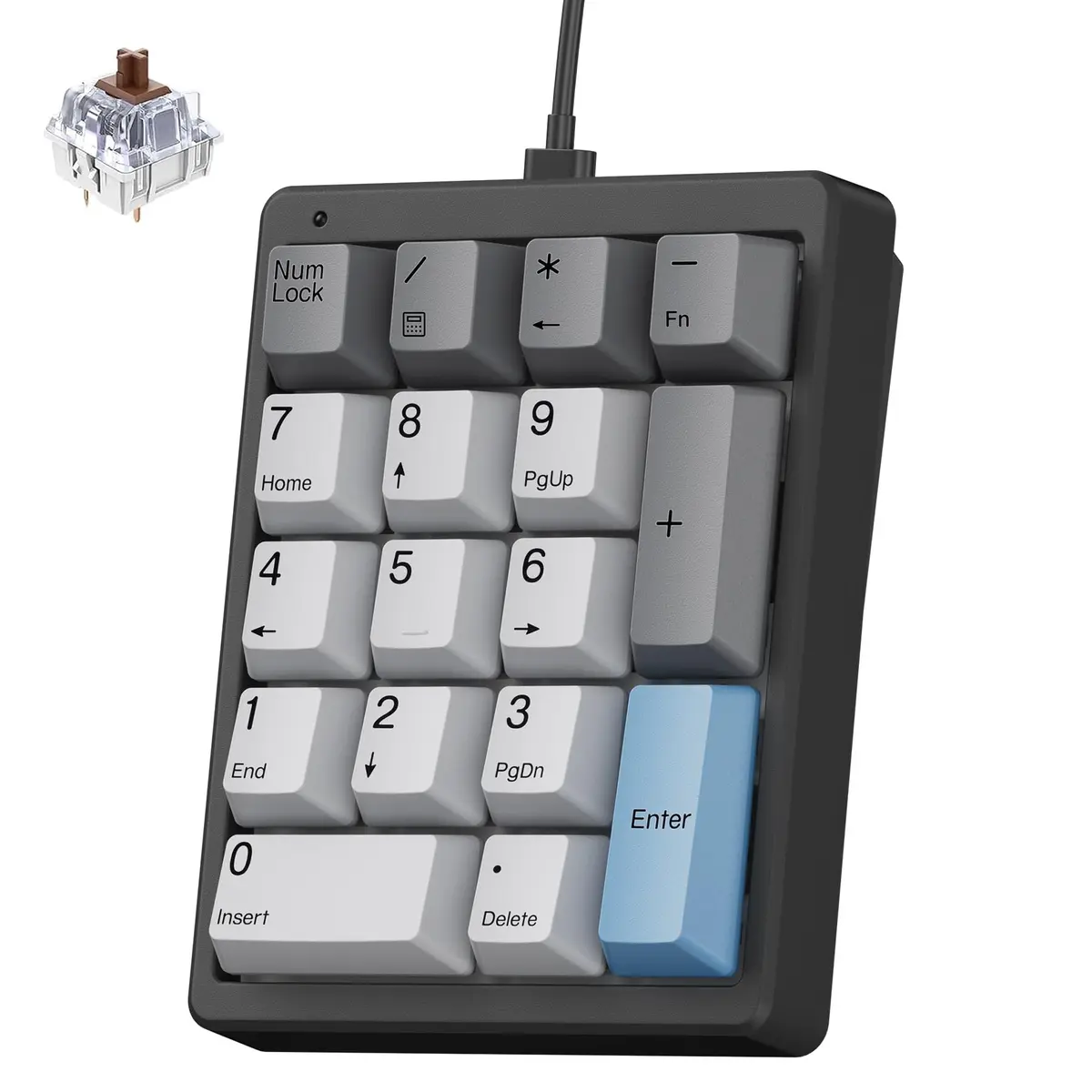 Kisnt KN17 Mechanical Numpad for Excel Financial Data Entry | 17 Keys, Hot-Swappable Brown Switches, PBT Keycaps, White Backlit, USB-C Wired - main product image