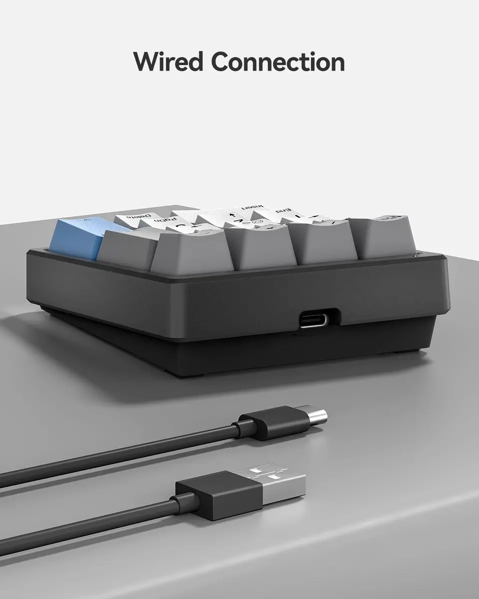 Kisnt KN17 Mechanical Numpad for Excel Financial Data Entry | 17 Keys, Hot-Swappable Brown Switches, PBT Keycaps, White Backlit, USB-C Wired - view 6