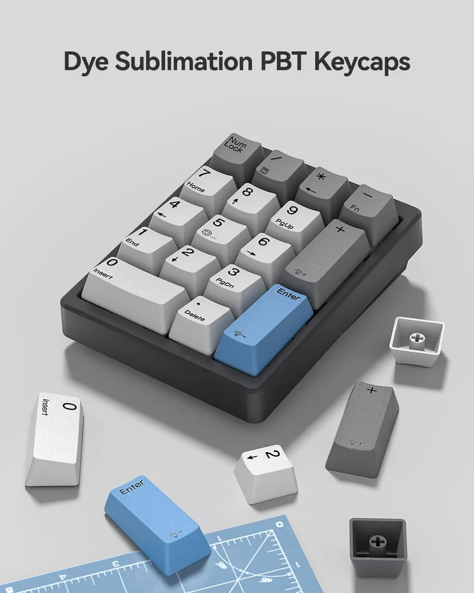 Kisnt KN17 Mechanical Numpad for Excel Financial Data Entry | 17 Keys, Hot-Swappable Brown Switches, PBT Keycaps, White Backlit, USB-C Wired - view 7