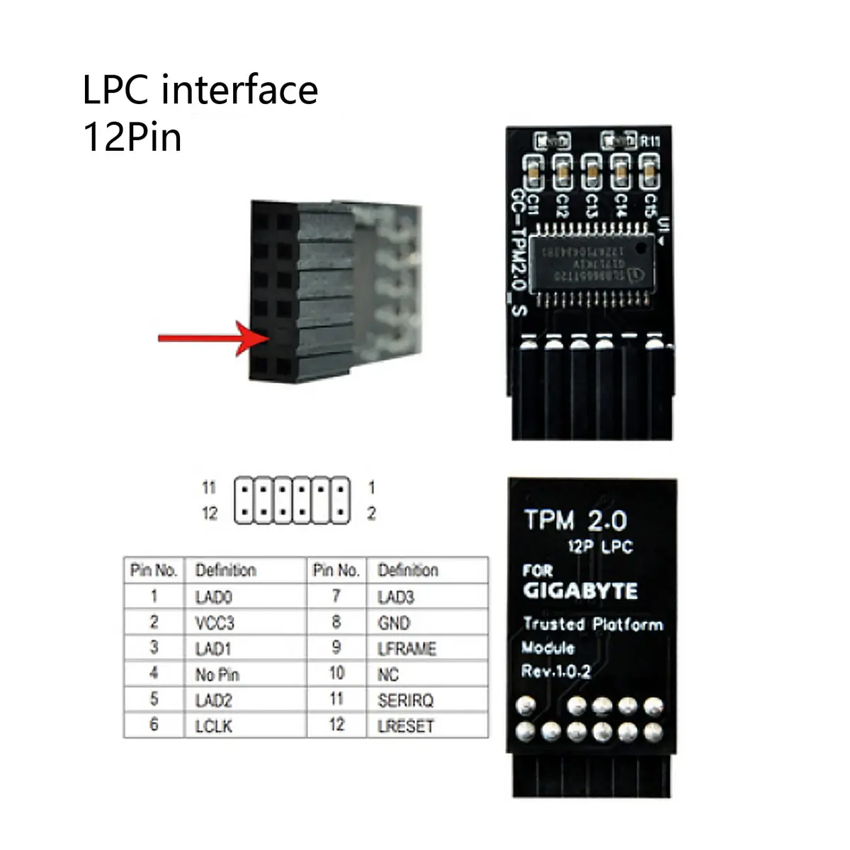 Qiilu TPM 2.0 Encryption Security Module for Motherboards | High Security, 12Pin LPC Interface - view 2