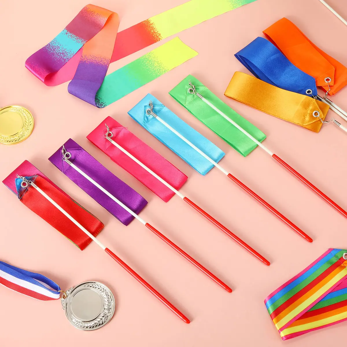 Yilloog Dance Wands 78.7 Inch | Gymnastics Streamers for Artistic Dance & Performance - view 2