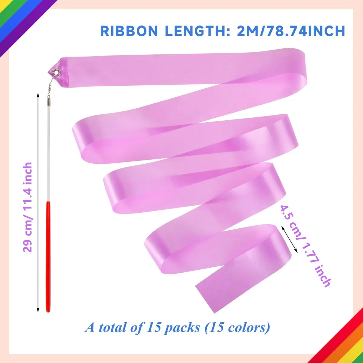 Yilloog Dance Wands 78.7 Inch | Gymnastics Streamers for Artistic Dance & Performance - view 3