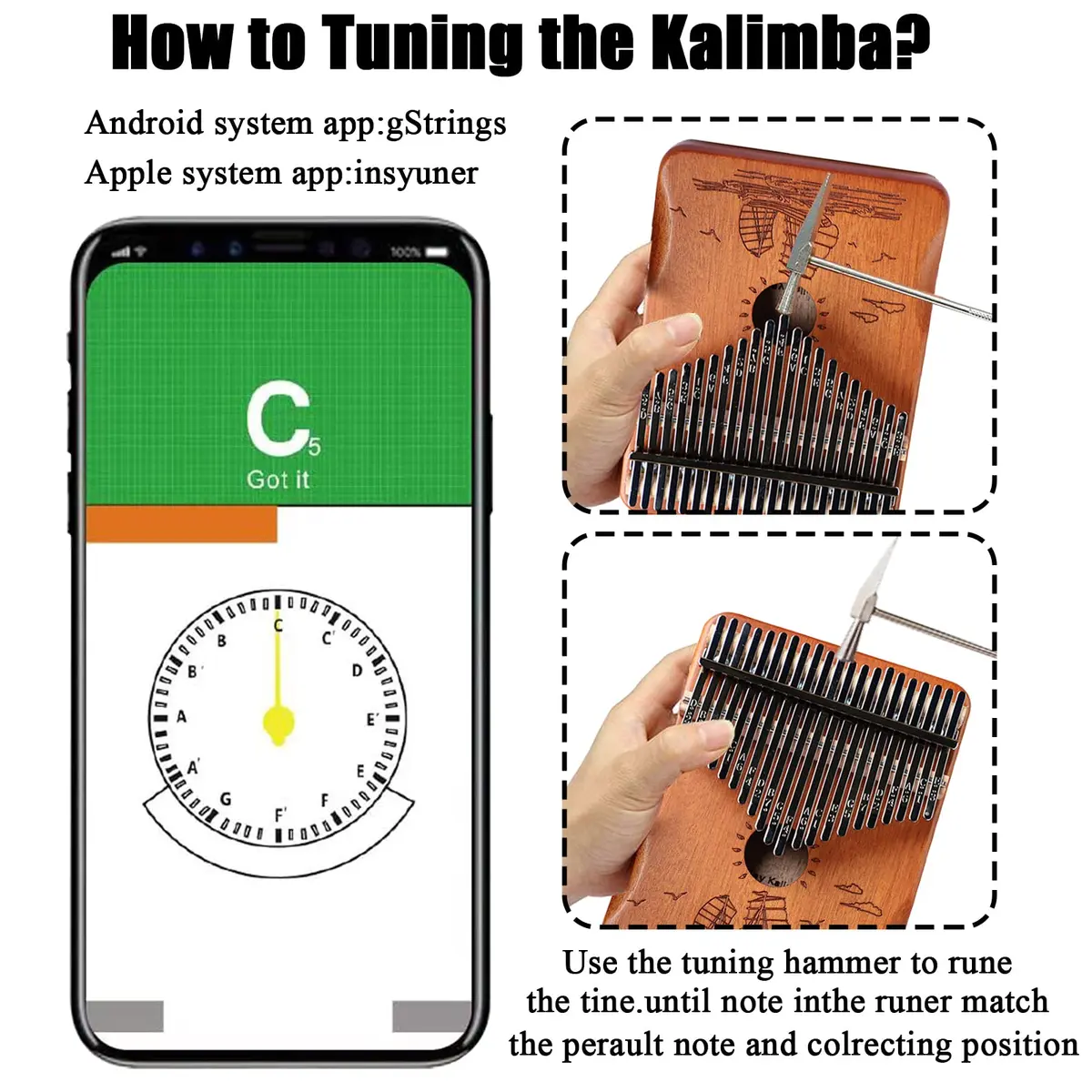 YSYFFPXXYYS Kalimba 21 Keys | Portable Thumb Piano for Beginners & Adults (Brown, 21-key, Mahogany) - view 5