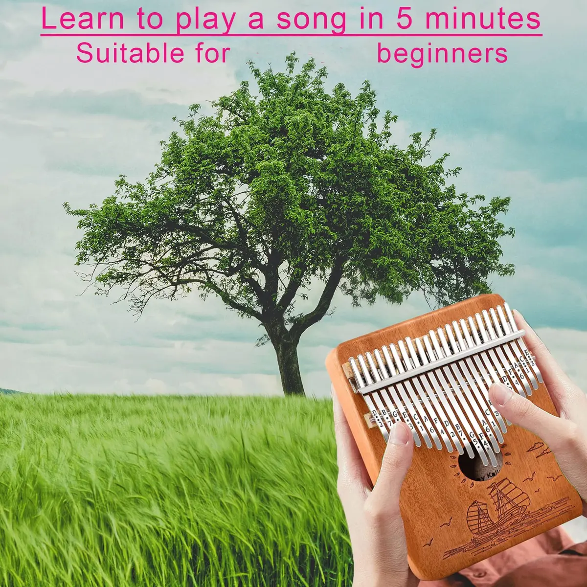 YSYFFPXXYYS Kalimba 21 Keys | Portable Thumb Piano for Beginners & Adults (Brown, 21-key, Mahogany) - view 2