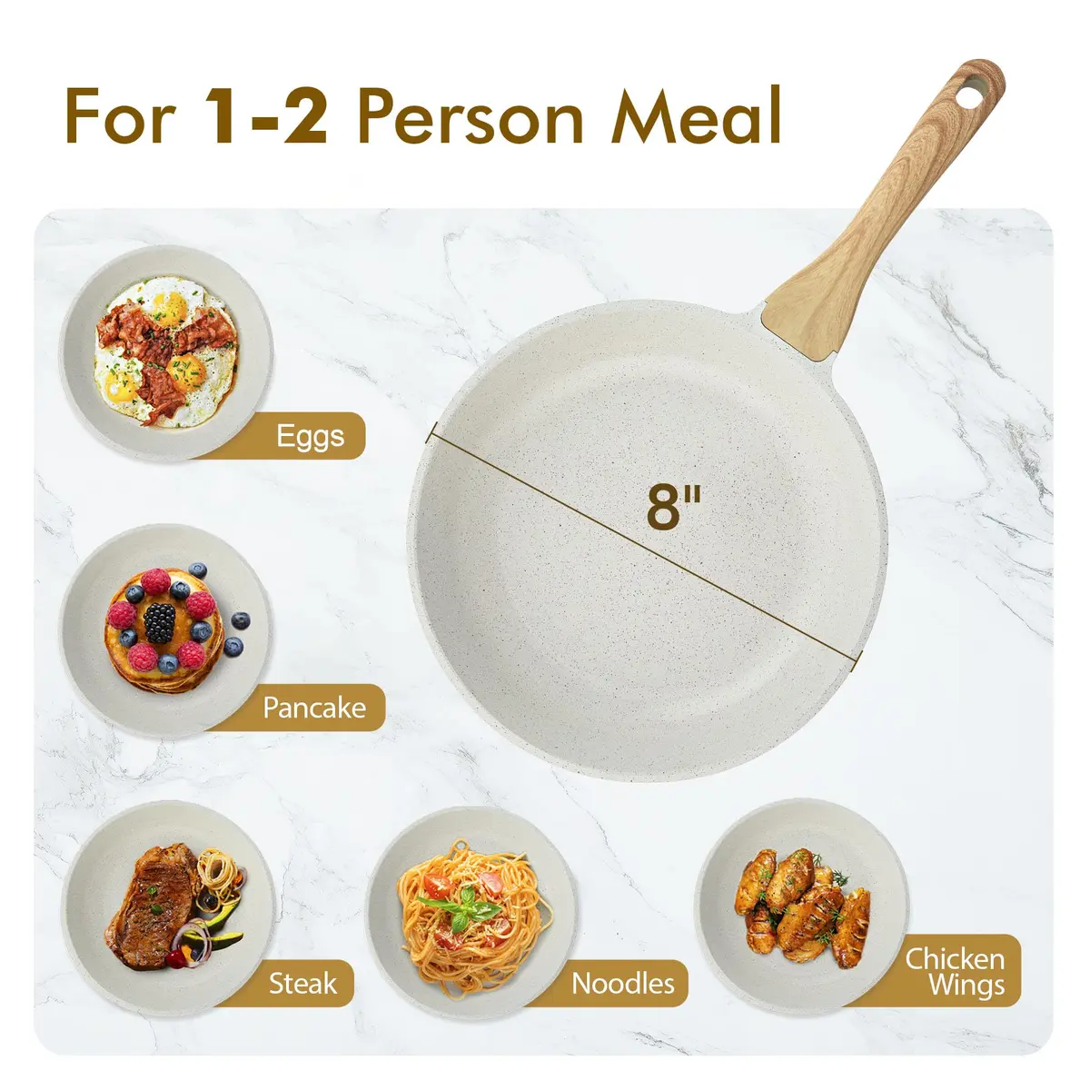 SENSARTE 8 Inch (20.32 cm) Ceramic Nonstick Frying Pan Skillet | Healthy Non-Toxic Chef Pan for Omelets & Eggs - view 6