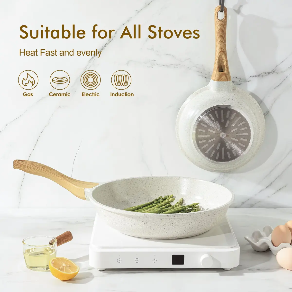SENSARTE 8 Inch (20.32 cm) Ceramic Nonstick Frying Pan Skillet | Healthy Non-Toxic Chef Pan for Omelets & Eggs - view 3