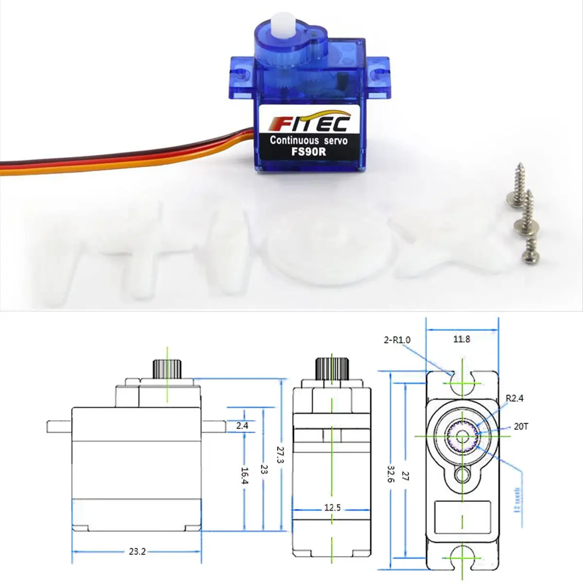 Wishiot Feetech FS90R Micro Servo 9g | 360° Continuous Rotation RC Motor for Arduino & Microbit - view 4
