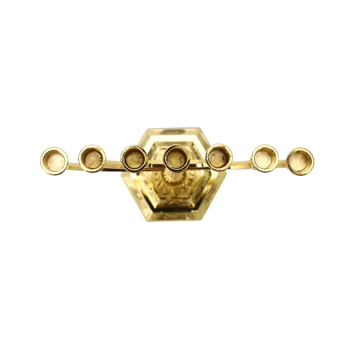 BRTAGG Menorah 7 Branches Gold Candle Holder 17cm (6.7 Inches) | Jerusalem Temple Design - view 6