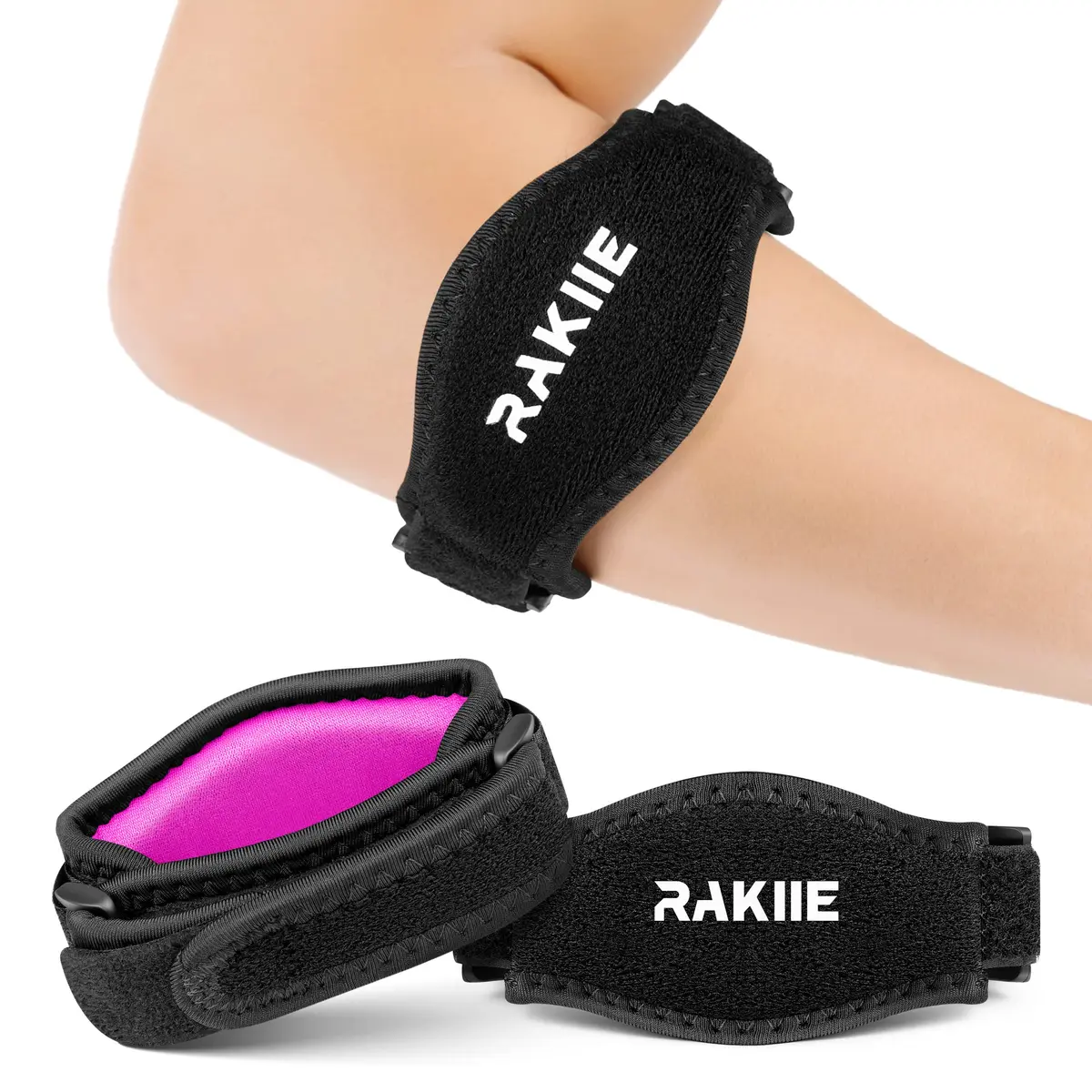 Rakiie Elbow Brace 2-Pack for Tennis & Golf Pain Relief | Adjustable & Versatile Support for Men & Women - main product image