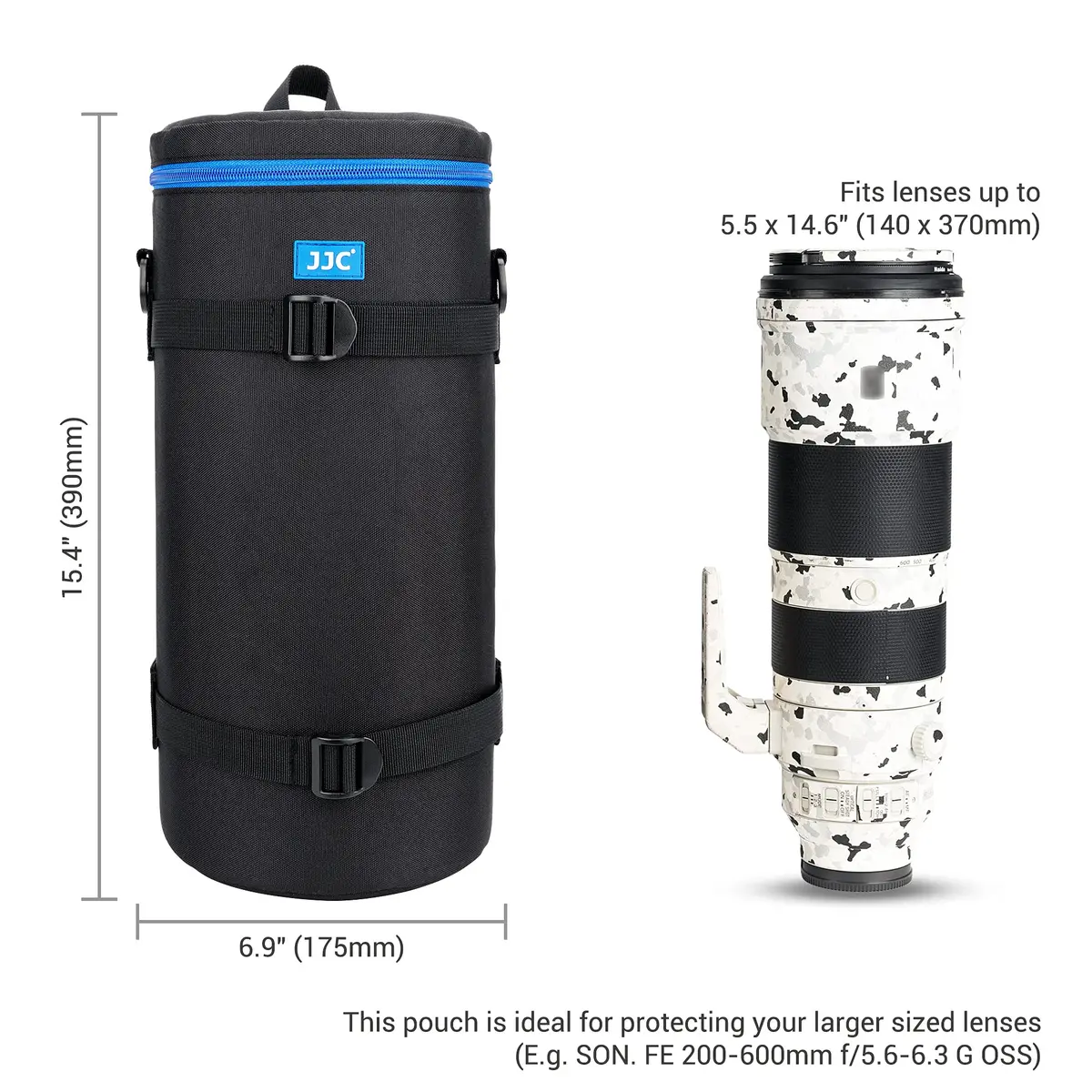 JJC Deluxe Lens Case Pouch Bag for Nikon Z 180-600mm Lens Below 5.5"x14.6" | Heavy-Duty Protection - view 3