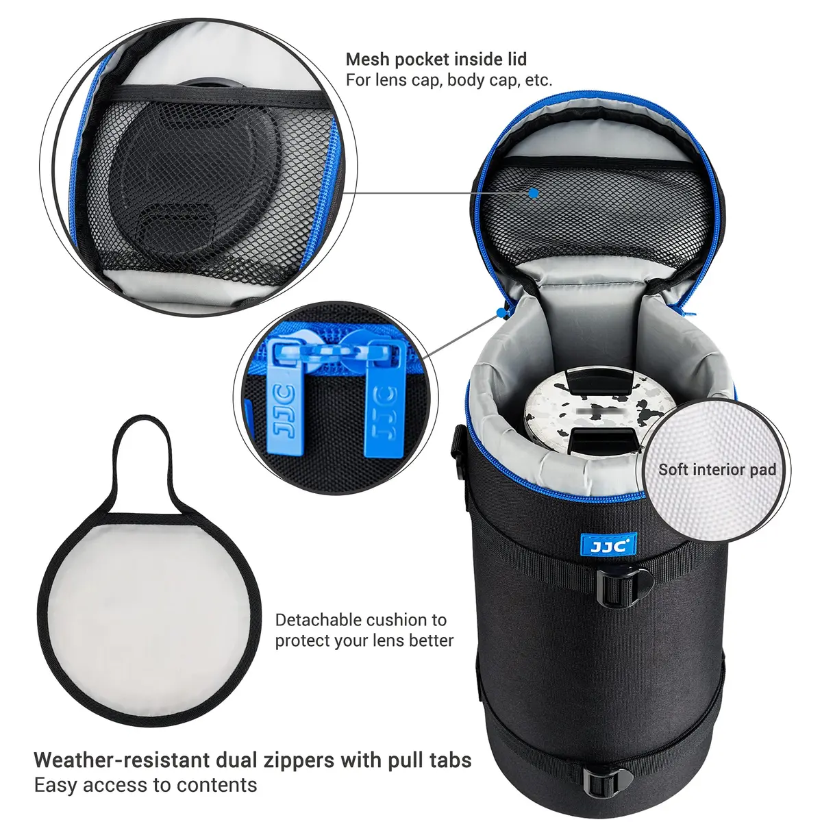 JJC Deluxe Lens Case Pouch Bag for Nikon Z 180-600mm Lens Below 5.5"x14.6" | Heavy-Duty Protection - view 4