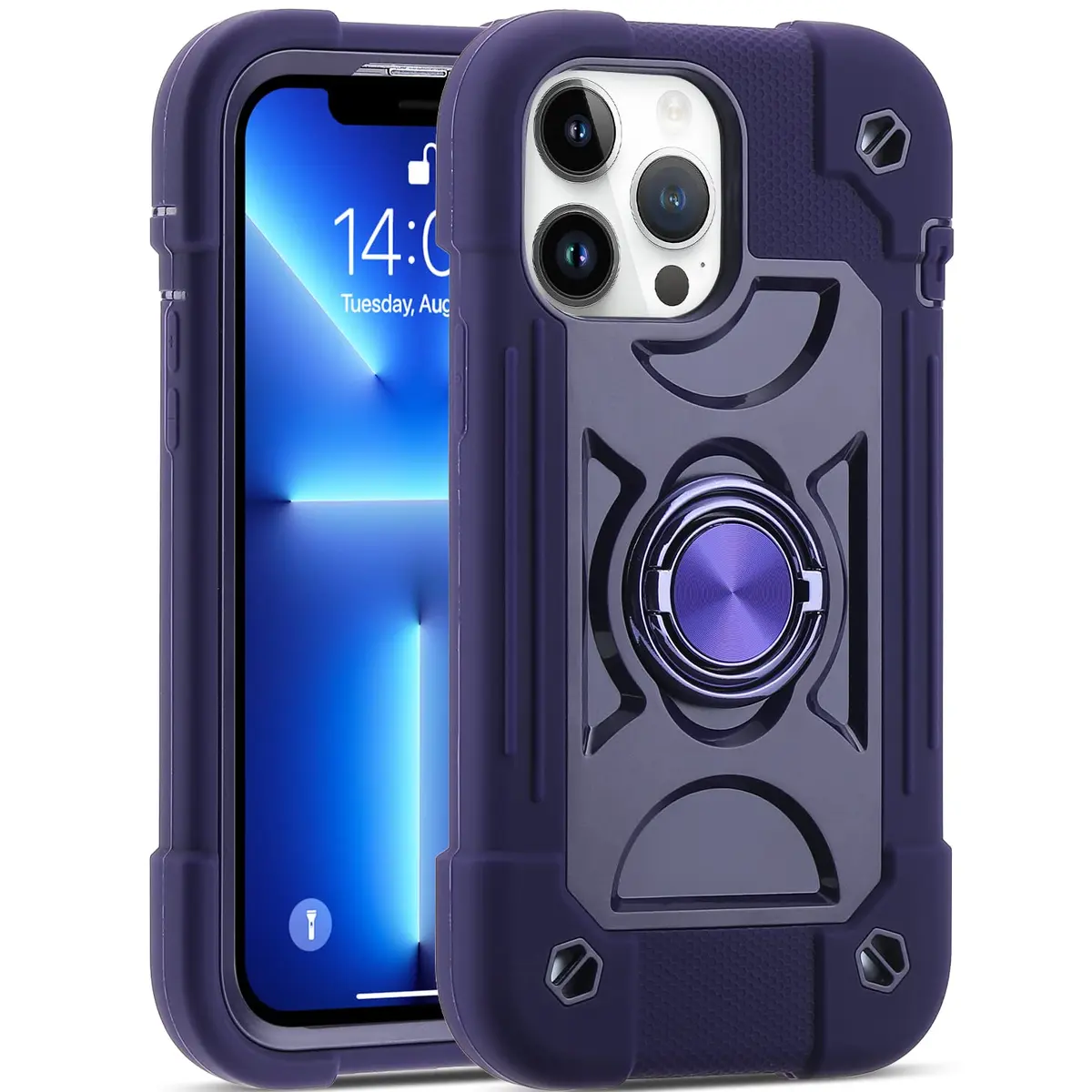MARKILL Heavy Duty Shockproof Case with Ring Stand for iPhone 13 Pro Max 6.7 Inch | Military Grade Protection - main product image