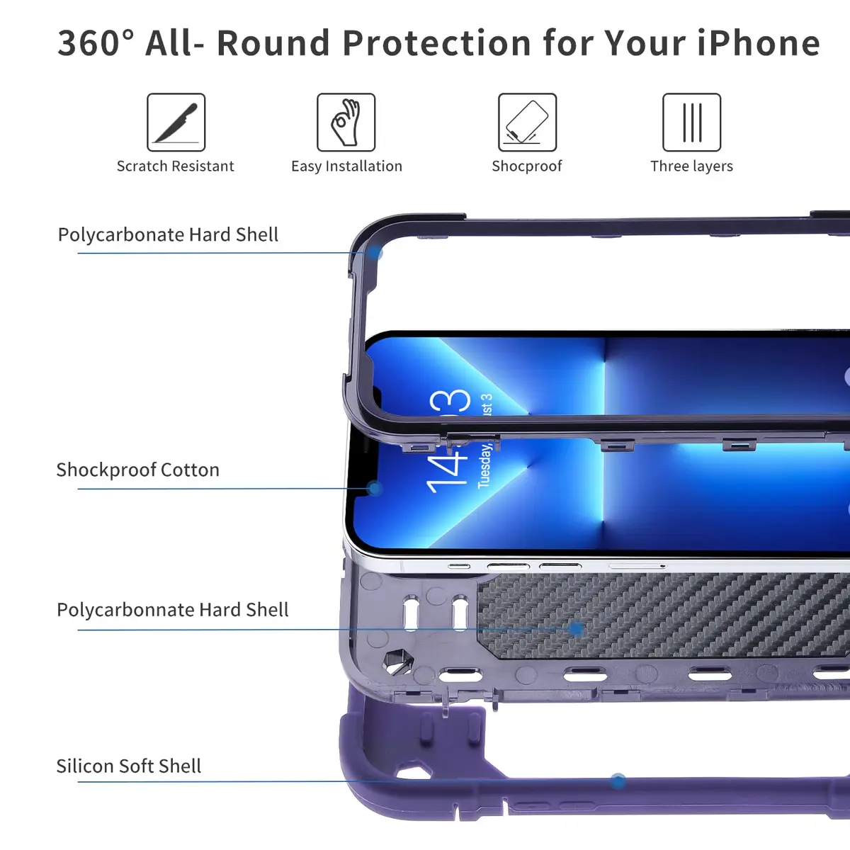 MARKILL Heavy Duty Shockproof Case with Ring Stand for iPhone 13 Pro Max 6.7 Inch | Military Grade Protection - view 2