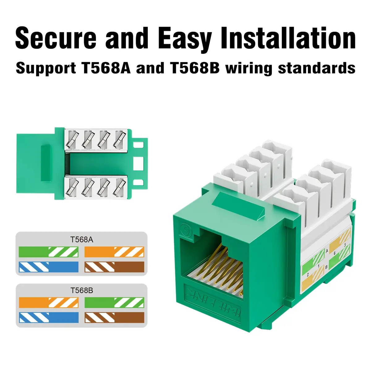 iwillink 10Gbps Cat6 Keystone Jack 10-Pack Green | 10Gbps Speed - view 5